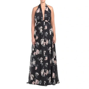 New Show Me your MUMU weddings Floral Luna Halter maxi Dress Fleur keyhole